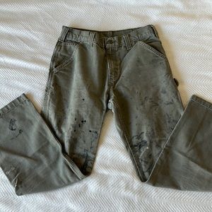 Olive green distressed Carhartt vintage work pant